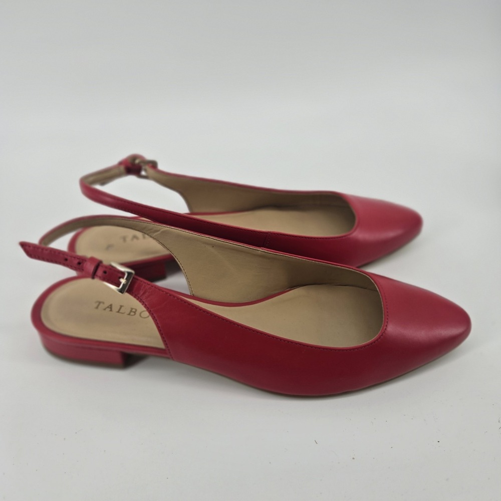 Talbots Women's Red Leather Slingback Heels Size 9 Widw Made in Brazil $139
